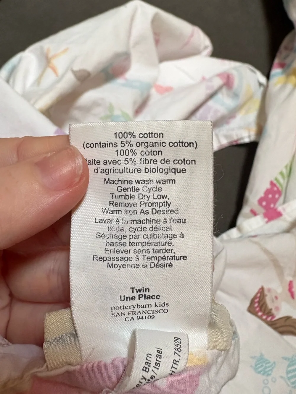 100% Cotton Pottery Barn Kids Mermaid Flat Sheet Size Twin